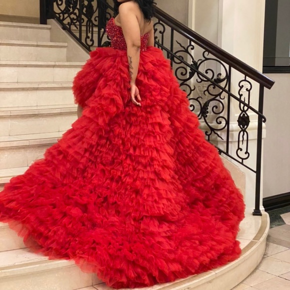 Long Red Tulle Dress - Picture 1 of 6